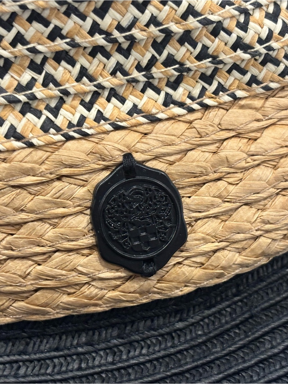 Vince Camuto VH2122024 Black/Tan Woven Fedora Hat – NWT – MSRP $48 - Picture 3 of 6